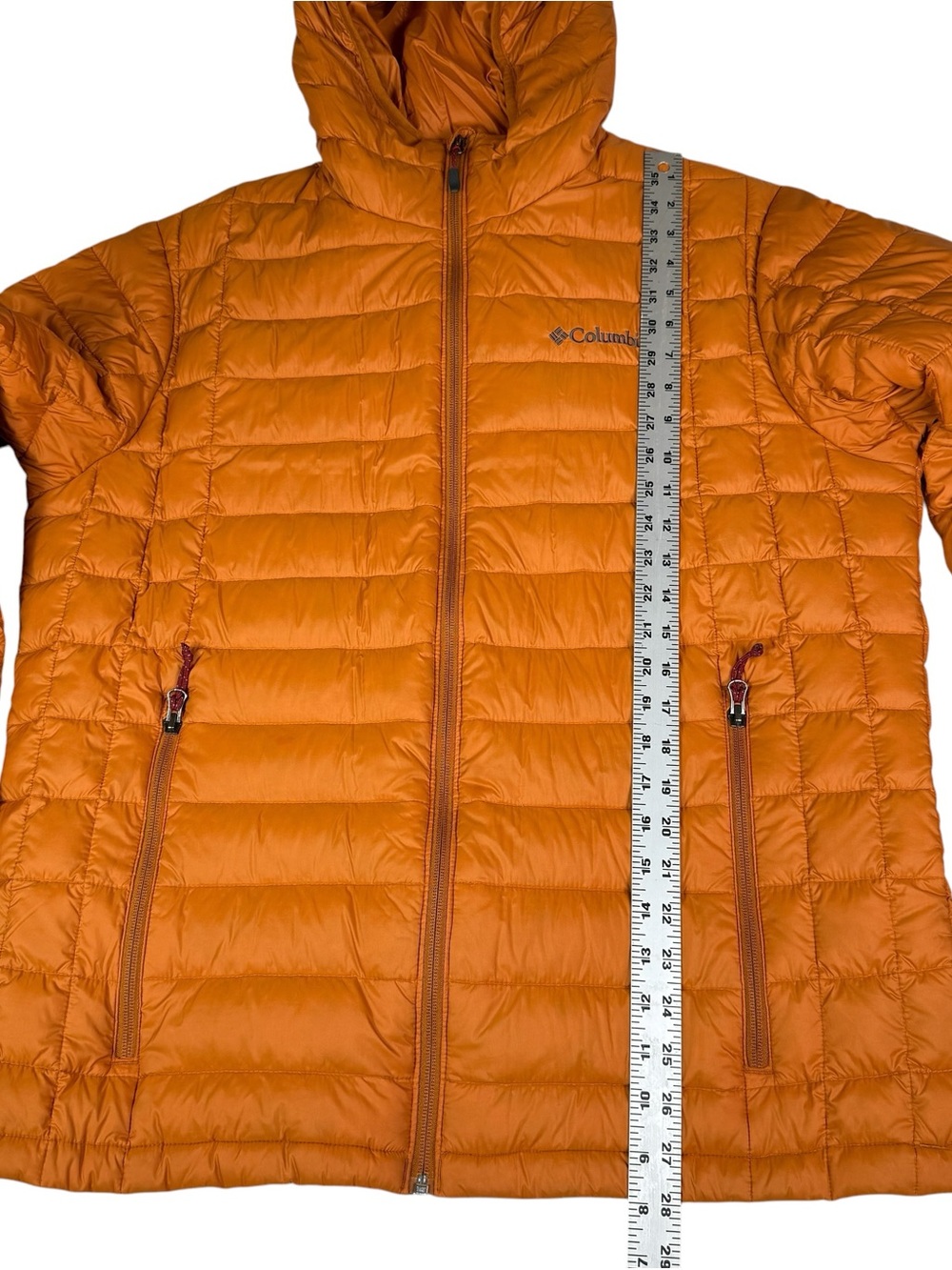 Columbia Down Jacket Men L Voodoo Falls 590 TD Turbodown Orange Lightweight Hood - Picture 13 of 14